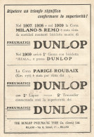 Pneumatici DUNLOP Vince Milano-San Remo - Pubblicitï¿½ Del 1909 - Old Ad - Pubblicitari