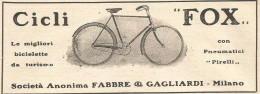 Bicicletta FOX - Pubblicitï¿½ Del 1909 - Old Advertising - Pubblicitari
