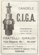 Candele C.I.G.A. - Pubblicitï¿½ Del 1920 - Old Advertising - Pubblicitari