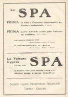 Vettura SPA - Record Mondiale Del Miglio - Pubblicitï¿½ Del 1909 - Old Ad - Pubblicitari