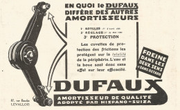 Ammortizzatori DUFAUX - Pubblicitï¿½ Del 1926 - Old Advertising - Advertising