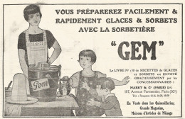 Sorbettiera GEM - Pubblicitï¿½ Del 1925 - Old Advertising - Pubblicitari