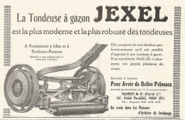 Tosaerba JEXEL - Pubblicitï¿½ Del 1926 - Old Advertising - Pubblicitari