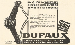 Ammortizzatori DUFAUX - Pubblicitï¿½ Del 1926 - Old Advertising - Pubblicitari