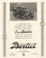 Automobile BERLIET 7 Cv. - Pubblicitï¿½ Del 1926 - Old Advertising - Advertising