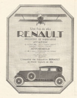 Automobili Renault - Pubblicitï¿½ Del 1926 - Old Advertising - Pubblicitari