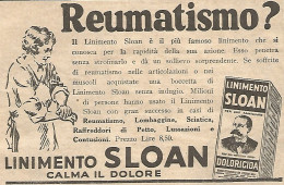 Reumatismo ? - Linimento SLOAN - Pubblicitï¿½ Del 1932 - Old Advertising - Publicités