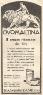 OVOMALTINA Il Prezzo Ribassato Del 10% - Pubblicitï¿½ Del 1932 - Vintage Ad - Advertising