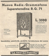 Radio-Grammofono R.G.71 La Voce Del Padrone - Pubblicitï¿½ Del 1932 - Advert - Advertising