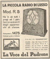 Radio Di Lusso Mod. R.5 La Voce Del Padrone - Pubblicitï¿½ Del 1932 - Advert - Advertising