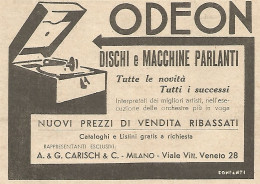 ODEON Dischi E Macchine Parlanti - Pubblicitï¿½ Del 1933 - Vintage Advert - Publicités
