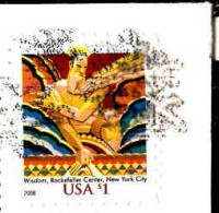 USA Poste Obl Yv:4105 Mi:3731 Wisdom Rockefeller Center New York City (Belle Obl.mécanique) Sur Fragment - Used Stamps