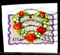 USA Poste Obl Yv:2836 Mi:3073 Fleurs En Forme De Cœur (Lign.Ondulées) Sur Fragment - Used Stamps