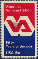 USA Poste Obl Yv:1285 Mi:1432 Veterans Administration Fifty Years Of Service (Obl.mécanique) - Gebraucht
