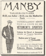 MANBY Tailleur-Couturier - Pubblicitï¿½ Del 1926 - Old Advertising - Publicités