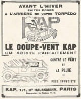 Le Coupe-Vent Kap - Pubblicitï¿½ Del 1926 - Old Advertising - Publicités