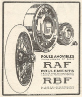 Roues Amovibles RAF - Pubblicitï¿½ Del 1926 - Old Advertising - Advertising