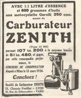 Carburatore Zï¿½nith - Pubblicitï¿½ Del 1926 - Old Advertising - Advertising