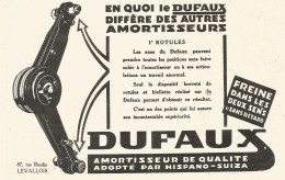 Amortisseur DUFAUX - Pubblicitï¿½ Del 1926 - Old Advertising - Advertising