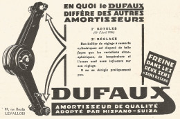 Amortisseur DUFAUX - Pubblicitï¿½ Del 1926 - Old Advertising - Publicités