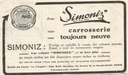 SIMONIZ - Pubblicitï¿½ Del 1926 - Old Advertising - Publicités