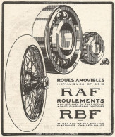 Roues Amovibles RAF - Pubblicitï¿½ Del 1926 - Old Advertising - Reclame