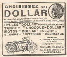 Motociclette DOLLAR - Pubblicitï¿½ Del 1925 - Old Advertising - Publicités