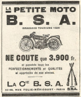 Moto B.S.A. - Brassarc Tourisme - Pubblicitï¿½ Del 1925 - Old Advertising - Reclame