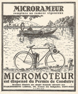 Bicicletta A Motore MICRORAMEUR - Pubblicitï¿½ Del 1926 - Old Advertising - Publicités