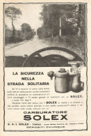 Carburatore SOLEX - La Sicurezza Nell... - Pubblicitï¿½ Del 1929 - Old Ad - Publicités