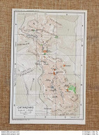 Pianta O Piantina Del 1965 La Città Di Catanzaro Calabria T.C.I. - Geographical Maps
