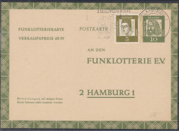 ⁕ Germany 1963 Deutsche BundesPost ⁕ FUNKLOTTERIE E.V.  2 Hamburg 1 ⁕ HELMSTEDT Postmark ⁕ Stationery Postcard - Postales - Usados