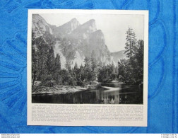 Rara Veduta Di Fine '800: I Tre Fratelli. Yosemiti + Piroghe Sul Fiume Tanoe - Ante 1900