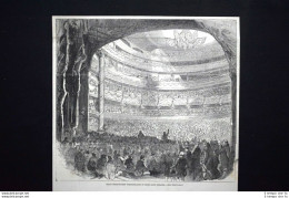 Grande Dimostrazione Protezionistica Nel Teatro Drury-Lane Incisione Del 1851 - Ante 1900