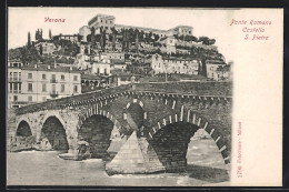 Cartolina Verona, Ponte Romano, Castello S. Pietro  - Verona