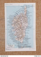 Carta Geografica O Cartina Del 1940 La Corsica Francia T.C.I. - Geographische Kaarten