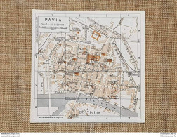 Pianta O Piantina Del 1937 La Città Di Pavia Lombardia T.C.I. - Mapas Geográficas