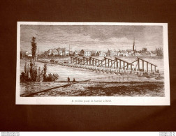 A Kehl Nel 1863 Vecchio Ponte Di Barche Baden-Wurttemberg Sul Reno Germania - Voor 1900