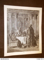 Incisione Di Gustave Dorè Del 1880 Bibbia Ester Accusa Aman Bible Engraving - Voor 1900
