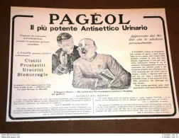 Pubblicità D'epoca Per Collezionisti Del 1918 Antisettico Urinario Pagéol - Autres & Non Classés