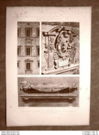 Firenze Montalvo + Roma Tomba Cardinale Fortiguerra Incisione Del 1897 Lemercier - Before 1900