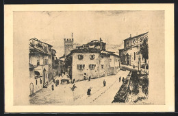 Artista-Cartolina Arezzo, Il Borgo Dell`Orto Con Visione Del Duomo  - Arezzo