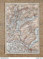 Carta Geografica O Cartina Del 1914 Lugano Castiglione Como Costone Svizzera TCI - Geographische Kaarten