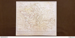Francia Alla Morte Di Re Filippo I 996 - 1108 Carta Geografica Del 1859 Houze - Landkarten