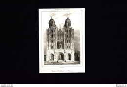 Eglise St. Michel à Dijon, France Incisione Del 1850 L'Univers Pittoresque - Avant 1900