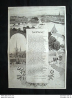 Bayonne, Poesia Della Contessa Mathieu De Noailles Stampa Del 1905 - Andere & Zonder Classificatie