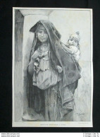 Mendicante Beduina A Tunisi Stampa Del 1902 - Andere & Zonder Classificatie
