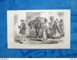 Gravure Année 1861 - Vente D'esclaves à Rio De Janeiro,Brésil-Vendita Di Schiavi - Ante 1900