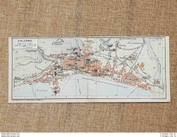 Carta Geografica, Pianta O Piantina Del 1927 La Città Di Salerno Campania T.C.I. - Autres & Non Classés