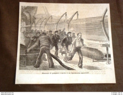 Rara Veduta Di Una Manovra Di Pompieri A Bordo Di Una Nave Americana Nel 1877 - Ante 1900